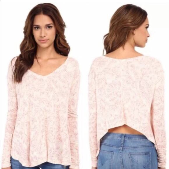 Free People Sahara Printed Asymmetrical Hem Pink/Cream Top - Picture 1 of 6